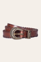 Frye 20mm Tan Leather Belt With 3-Piece Buckle Set Tan