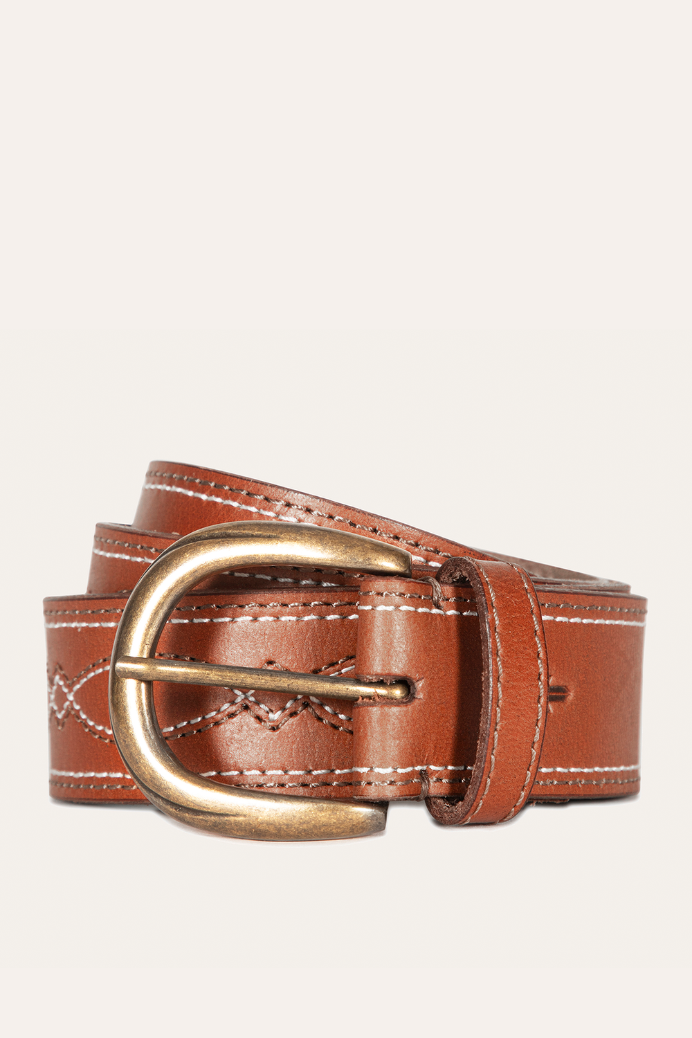 Frye 40mm Tan Belt With 2-Tone Stitch Tan