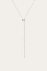 Frye Women’s Lab Grown White Sapphire Bolo Necklace | Aurate x The Frye Company Sterling Silver