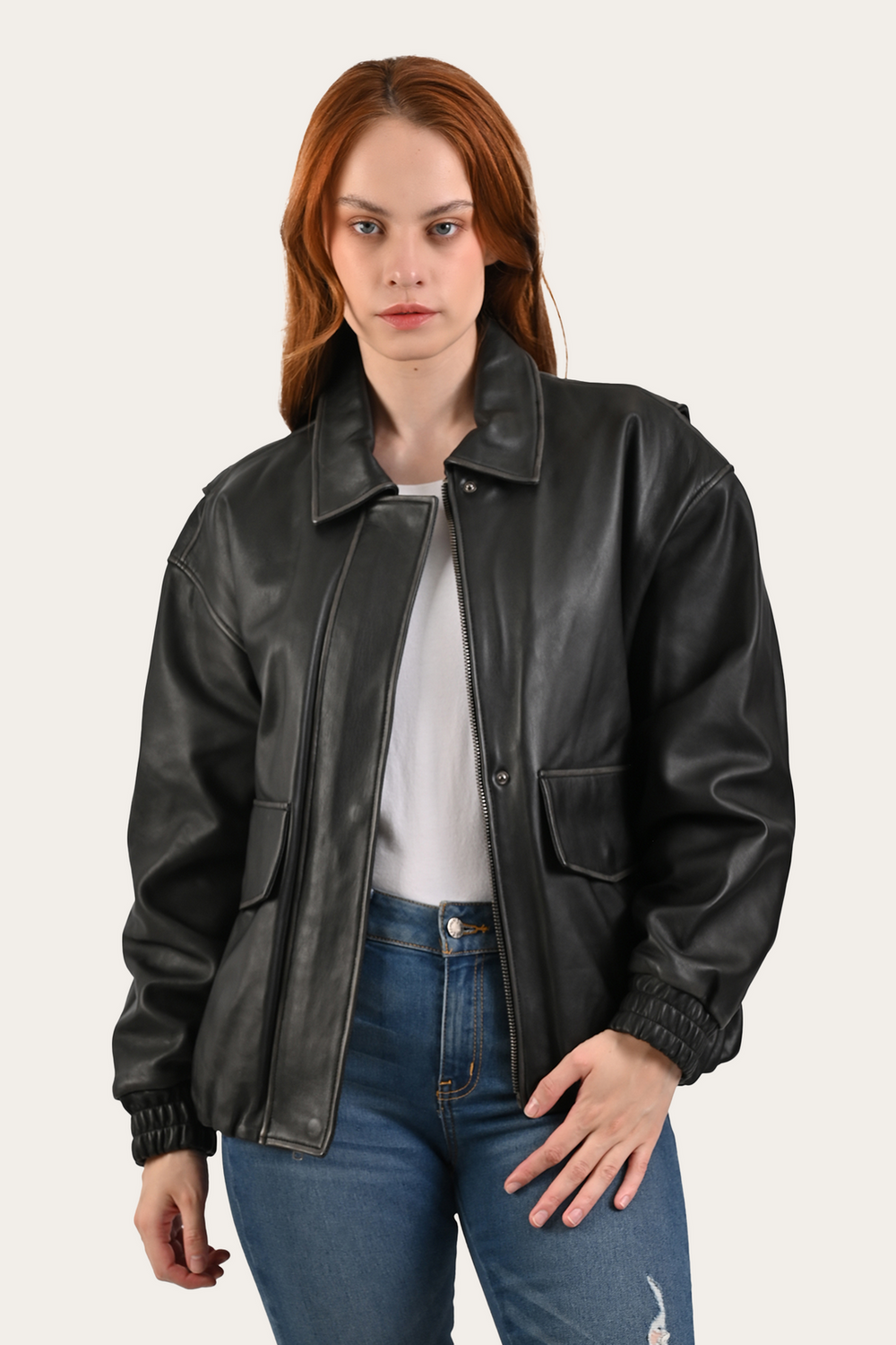 Frye Black Harper Oversized Bomber Black