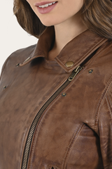 Frye Cordially Modern Biker Jacket Moka Tobacco
