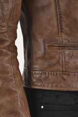 Frye Cordially Modern Biker Jacket Moka Tobacco
