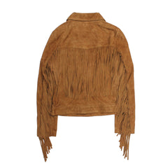 Frye Women’s Medium Brown Nash Fringed Suede Trucker Jacket Medium Brown