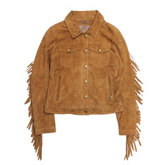 Frye Women’s Medium Brown Nash Fringed Suede Trucker Jacket Medium Brown