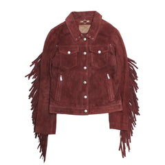 Frye Women’s Oxblood Nash Trucker Suede Jacket Oxblood