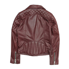 Frye Women’s Oxblood Oklahoma Nappa Leather Biker Jacket Oxblood