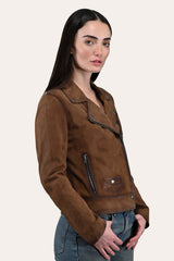 Frye Women’s Dark Taupe Oakley Vintage Suede Biker Jacket Dark taupe