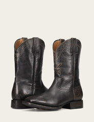 Frye Men's Black Hauser Logo Stitch Boots Black