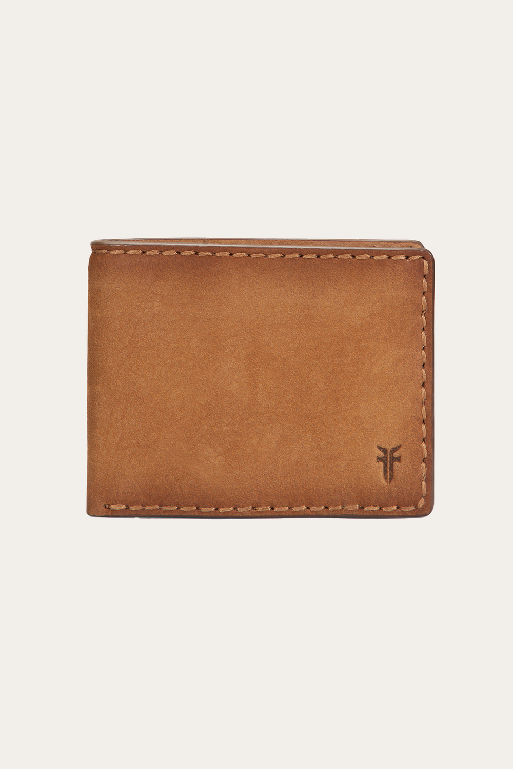 Frye Logan Nubuck Cognac Money Clip Card Case Cognac