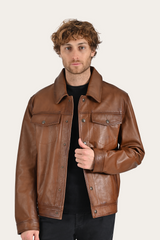 Frye Brown Baxter Trucker Jacket Brown