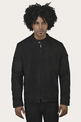 Frye Men’s Black Gannon Lamb Leather Racer Jacket Black
