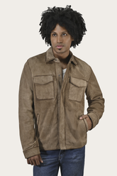 Frye Men’s Taupe Brock Suede Utility Shacket Taupe