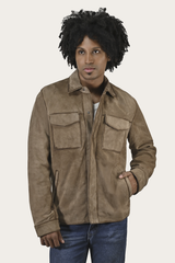 Frye Men’s Taupe Brock Suede Utility Shacket Taupe