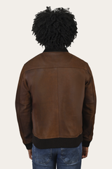Frye Men’s Cognac Clay Leather Bomber Jacket Cognac