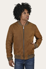 Frye Men’s Burnt Copper Clay Leather Bomber Jacket Burnt copper
