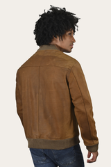Frye Men’s Burnt Copper Clay Leather Bomber Jacket Burnt copper