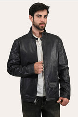 Frye Men’s Black Lawton Modern Nappa Biker Jacket Black