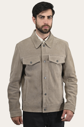 Frye Men’s Taupe Trailblazer Suede Trucker Jacket Taupe