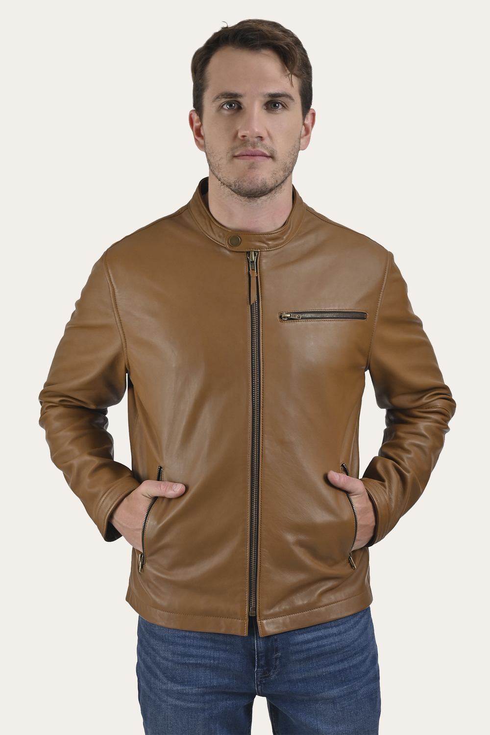 Frye Wyoming Racing Jacket Middle Brown