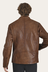 Frye Men’s Tobacco Huck Cowhide Racer Leather Jacket Tobacco