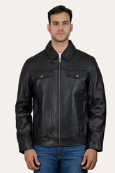 Frye Men’s Black Durango Trucker Leather Jacket Black