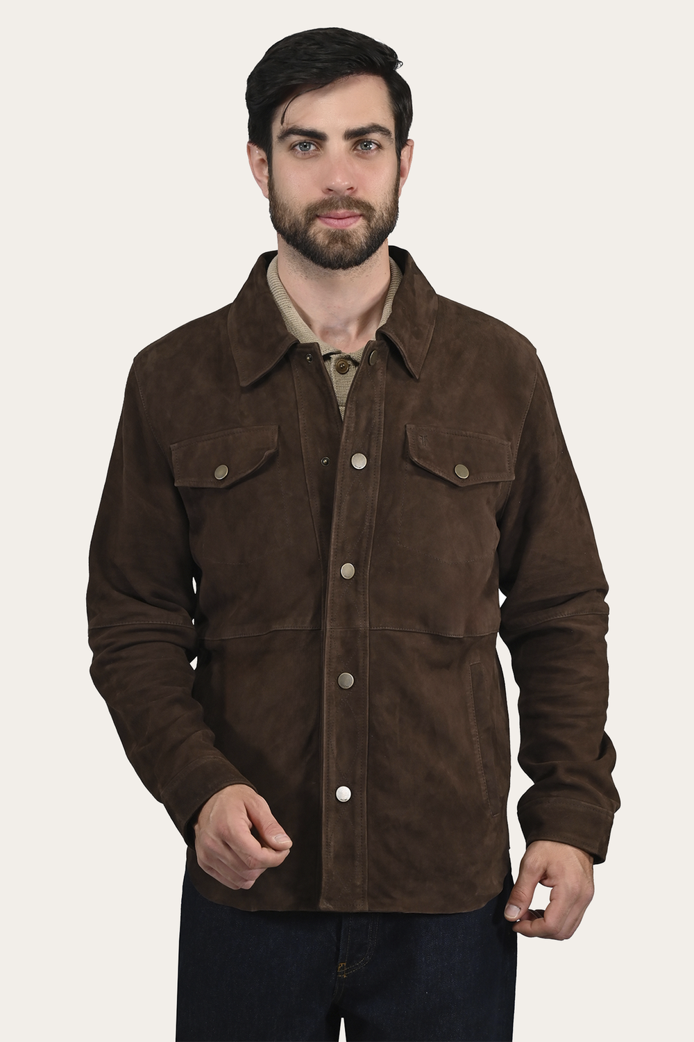 Frye Men’s Dark Brown Authentic Suede Shacket Dark Brown
