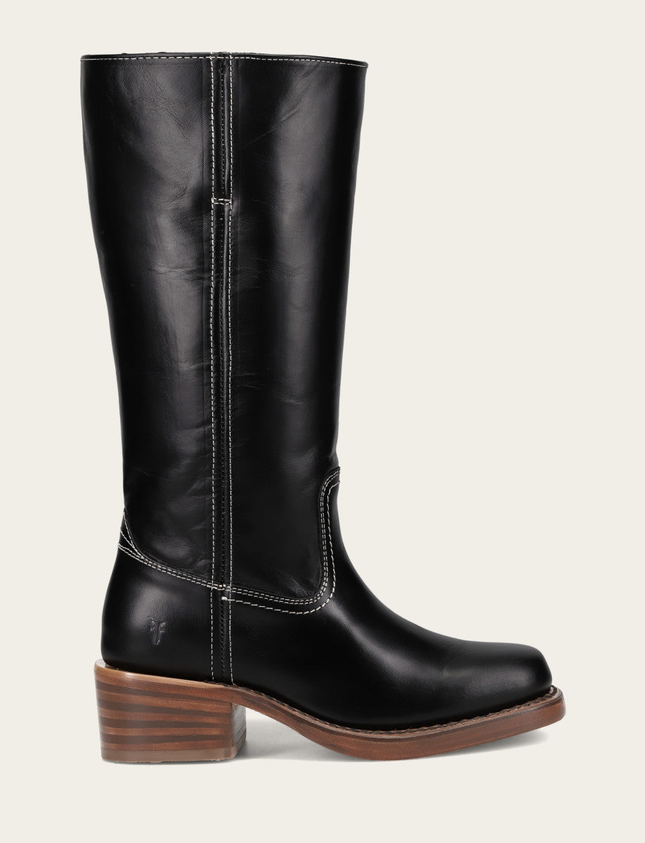 Frye Women's Campus 14L Jet Black Wide Calf Boots Jet Black