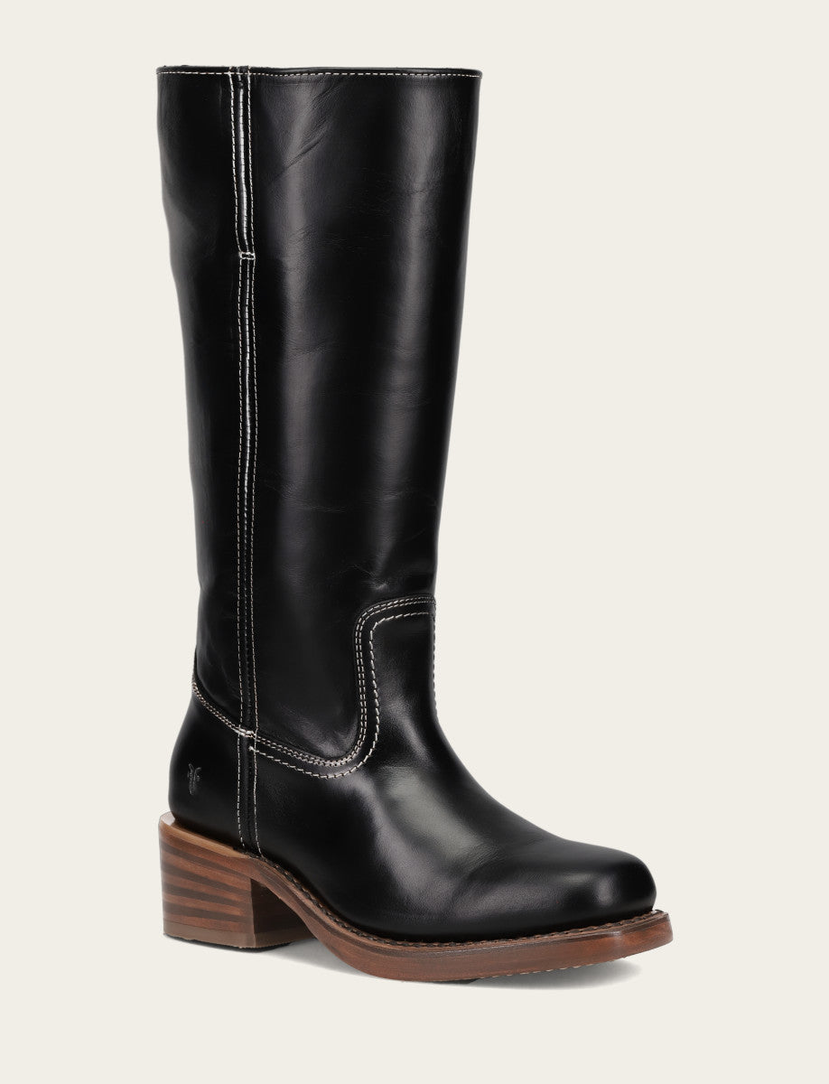 Frye Women's Campus 14L Jet Black Wide Calf Boots Jet Black