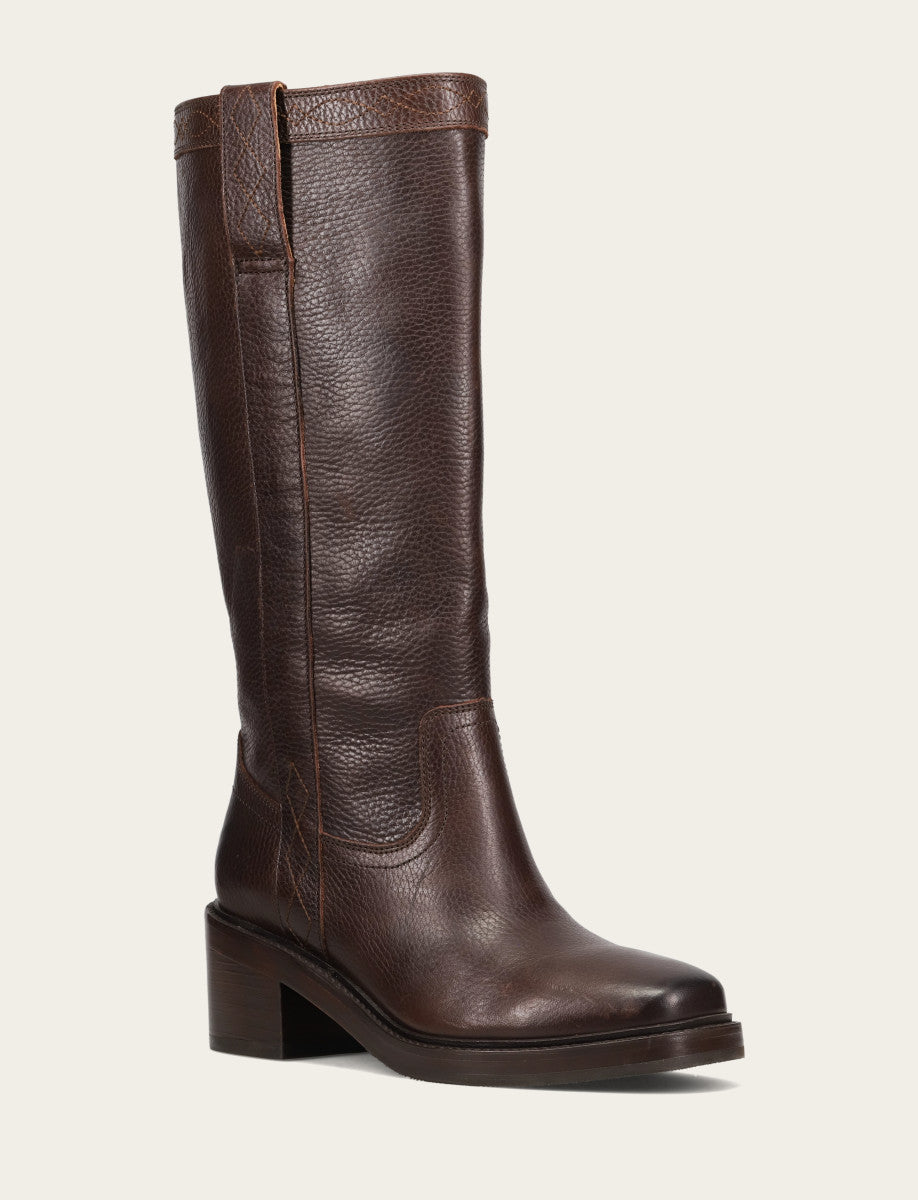 Frye Women's Dark Brown Kate Pull On Wide Calf Tall Boots Dark Brown