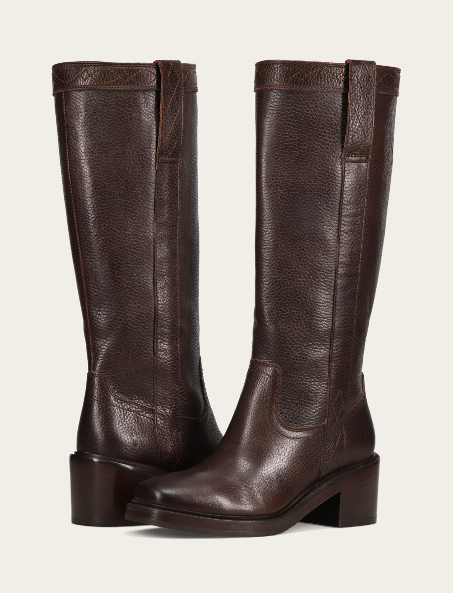 Frye Women's Dark Brown Kate Pull On Wide Calf Tall Boots Dark Brown