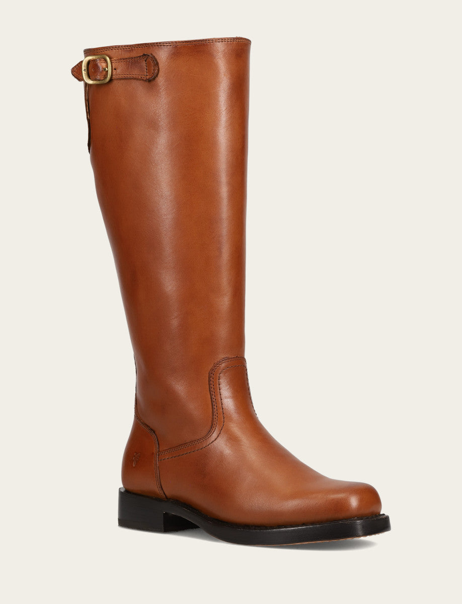 Frye Women's Cognac Campus Low Heel Tall Riding Wide Calf Boot Cognac