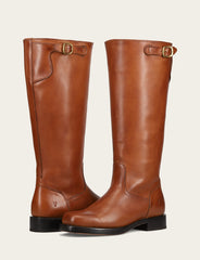 Frye Women's Cognac Campus Low Heel Tall Riding Wide Calf Boot Cognac