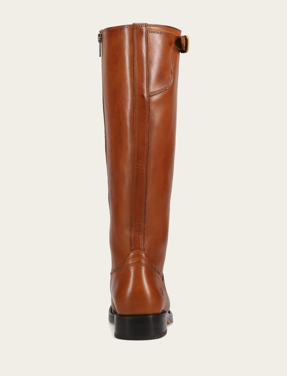 Frye Women's Cognac Campus Low Heel Tall Riding Wide Calf Boot Cognac