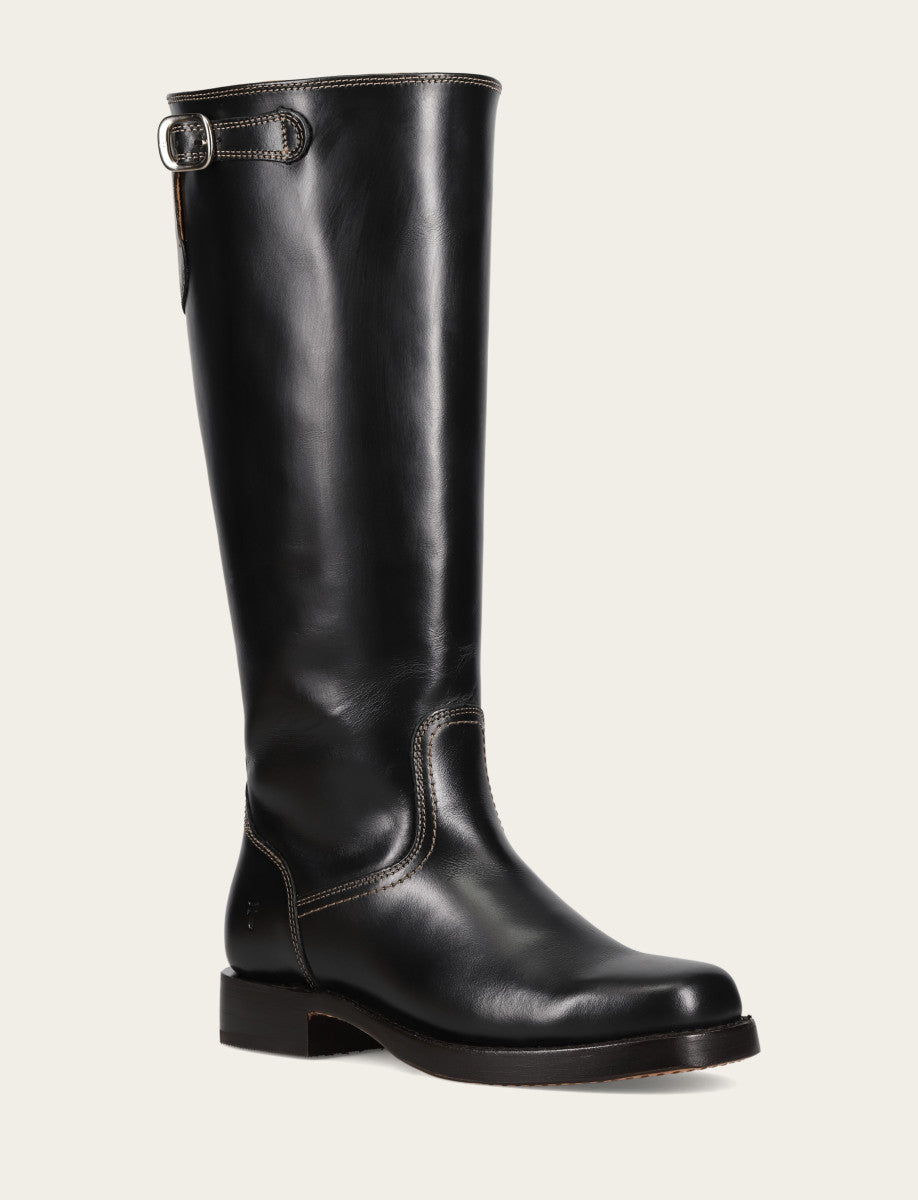 Frye Women's Black Campus Low Heel Tall Riding Wide Calf Boot Black