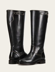 Frye Women's Black Campus Low Heel Tall Riding Wide Calf Boot Black