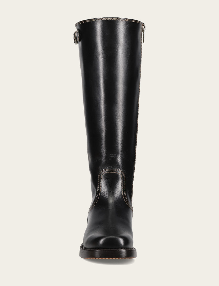 Frye Women's Black Campus Low Heel Tall Riding Wide Calf Boot Black