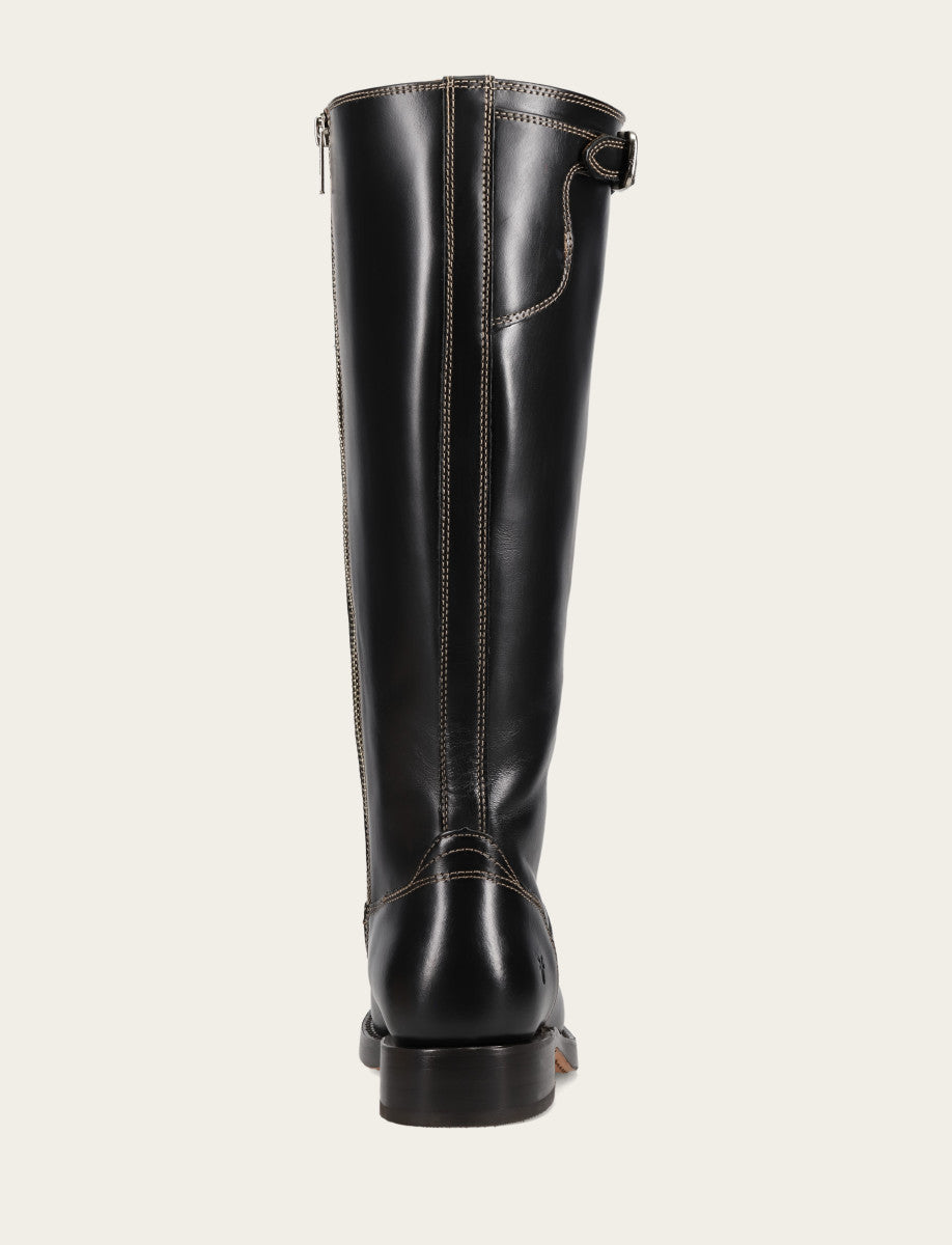 Frye Women's Black Campus Low Heel Tall Riding Wide Calf Boot Black