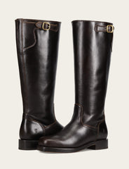 Frye Women's Bourbon Campus Low Heel Tall Riding Wide Calf Boot Bourbon