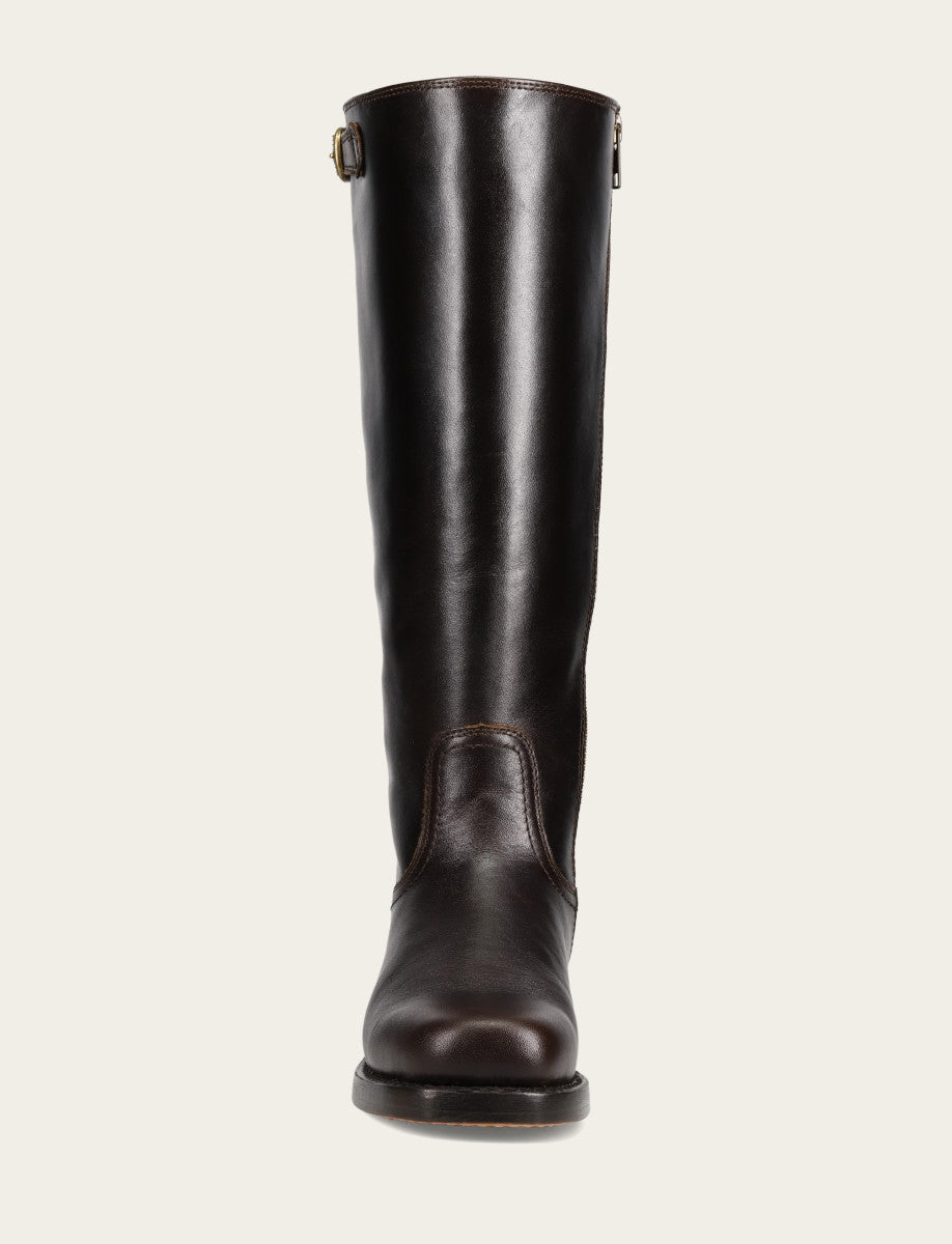 Frye Women's Bourbon Campus Low Heel Tall Riding Wide Calf Boot Bourbon