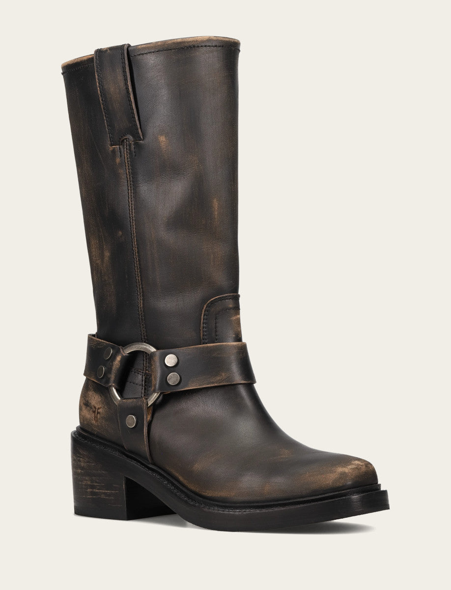 Frye Women's Distressed Black Kate Harness Boot Distressed Black