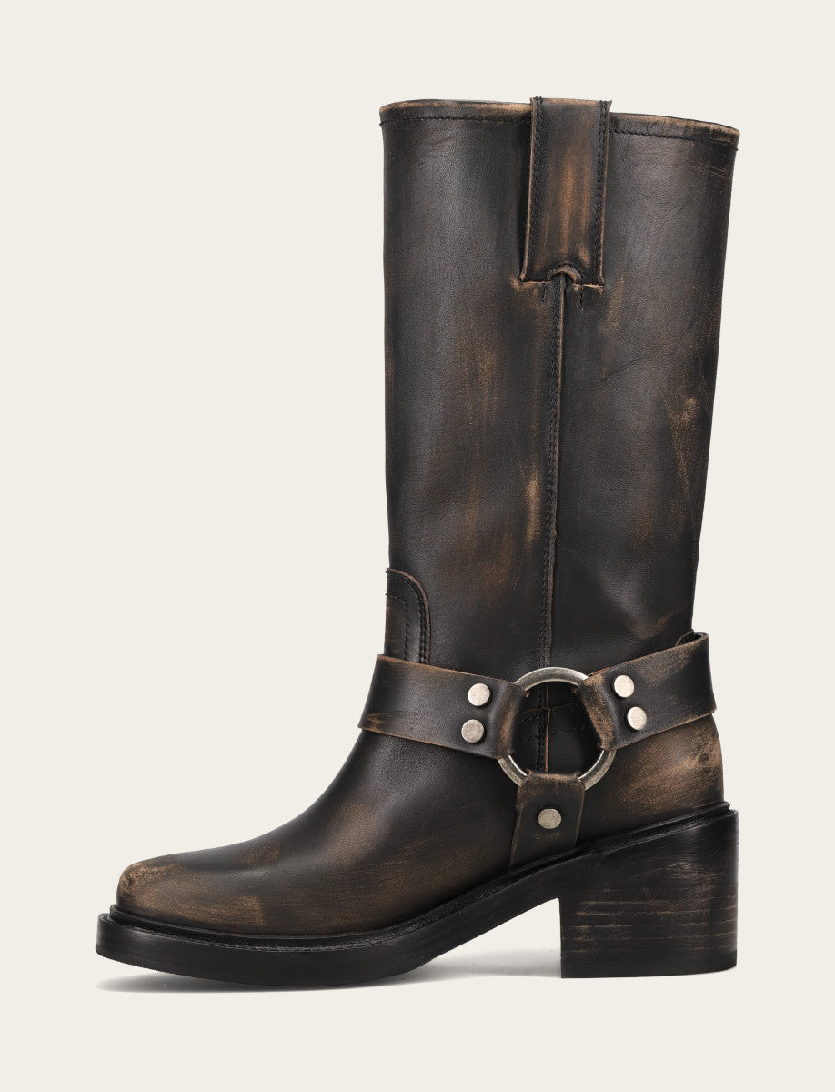Frye Women's Distressed Black Kate Harness Boot Distressed Black