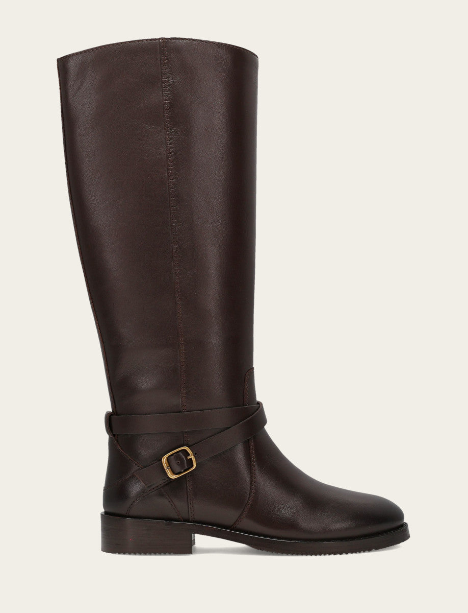 Frye Women's Dark Brown Melissa Belted Riding Boot Dark Brown