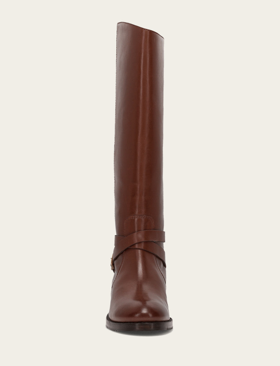 Frye Women's Walnut Melissa Belted Riding Wide Calf Boot Walnut