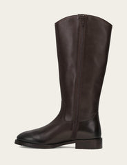 Frye Women's Dark Brown Melissa Button Tall Inside Zip Wide Calf Boot Dark Brown