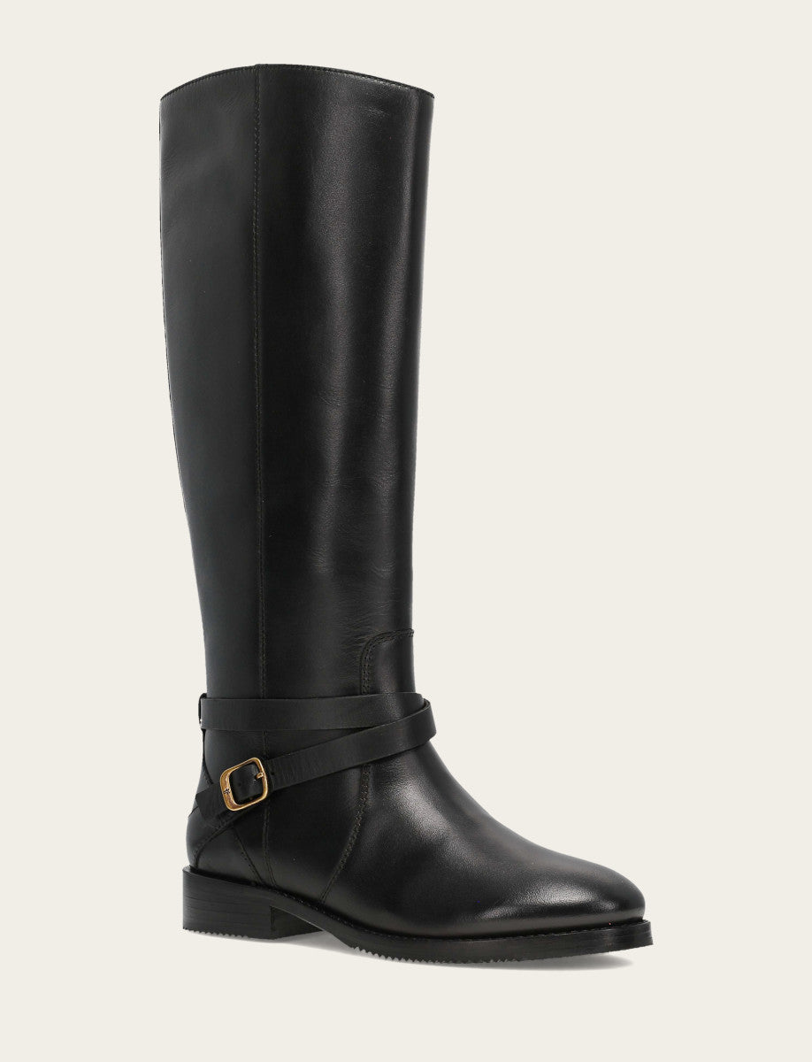 Frye Women's Black Melissa Belted Riding Boot Black