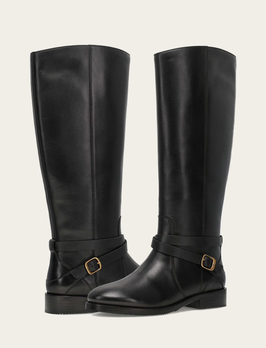 Frye Women's Black Melissa Belted Riding Boot Black