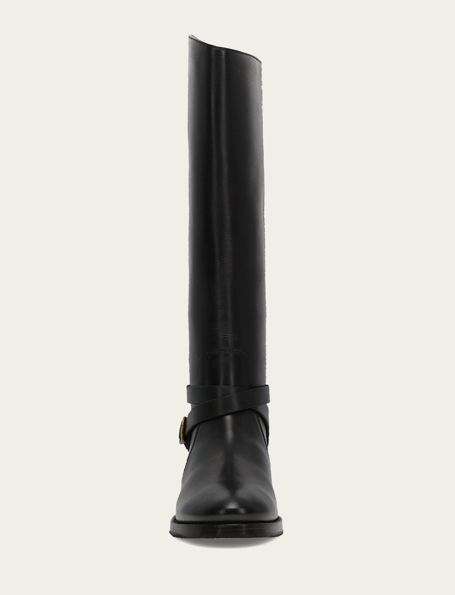 Frye Women's Black Melissa Belted Riding Boot Black