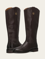 Frye Women's Dark Brown Melissa Button Tall Inside Zip Boot Dark Brown