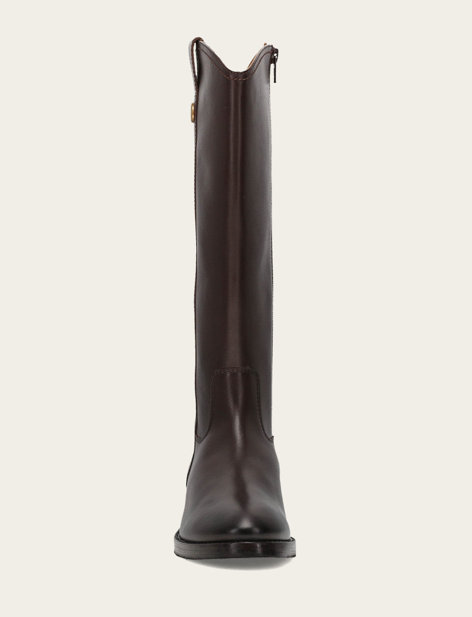Frye Women's Dark Brown Melissa Button Tall Inside Zip Boot Dark Brown