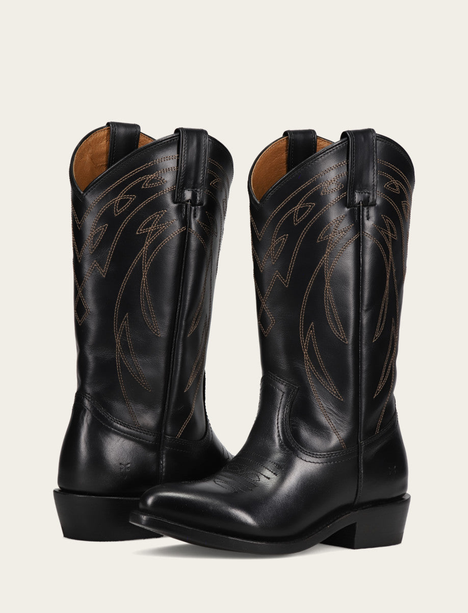 Frye Women's Black Billy Pull On Deco Stitch Boots Black